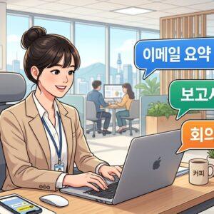 챗GPT 프롬프트로 업무 자동화하는 직장인 이미지