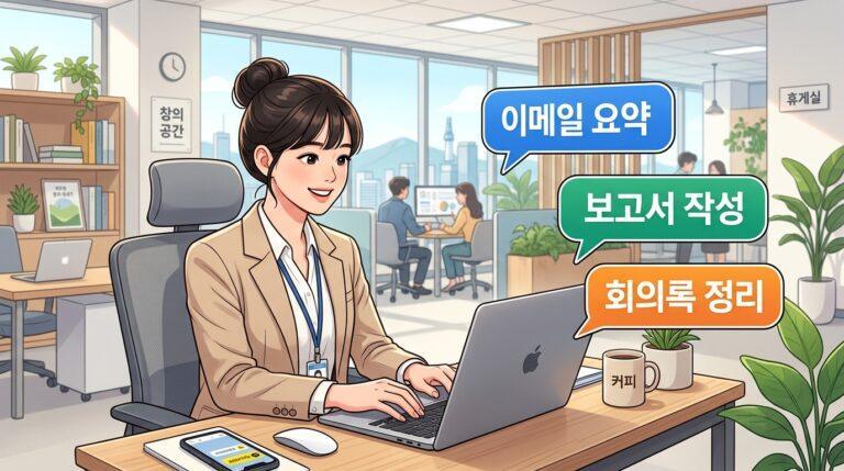 챗GPT 프롬프트로 업무 자동화하는 직장인 이미지