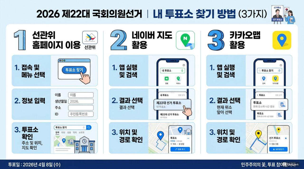 사전투표소 찾기 3가지 방법 — 선관위 홈페이지 네이버지도 카카오맵