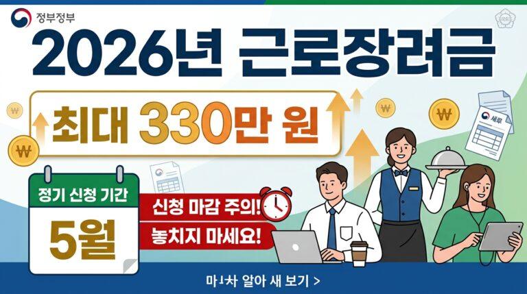 2026년 근로장려금 정기 신청 후기 및 조건 총정리 썸네일 이미지
