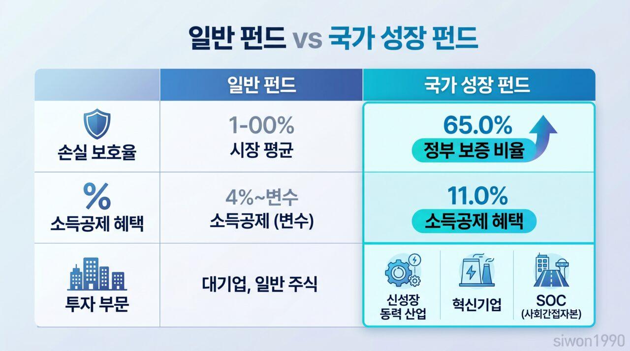 국민성장펀드 일반펀드 비교표 인포그래픽