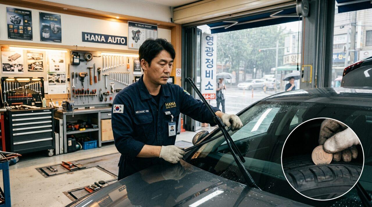 장마철 자동차 점검 — 와이퍼 교체와 타이어 마모도 확인