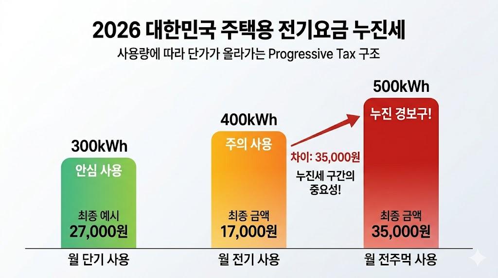 사용량별 전기요금 비교표 — 300kWh vs 400kWh vs 500kWh 실제 요금 차이