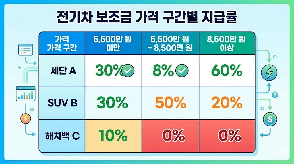 전기차 보조금 가격 구간별 지급률