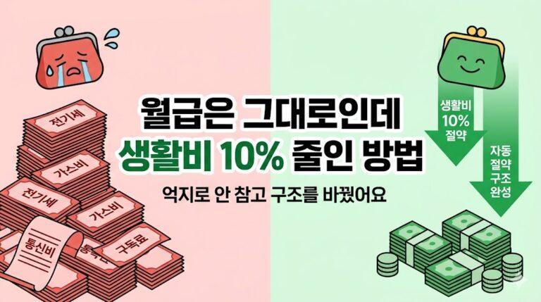 월급은 그대로인데 생활비 10% 줄인 방법 — 억지로 안 참고 구조를 바꿨어요