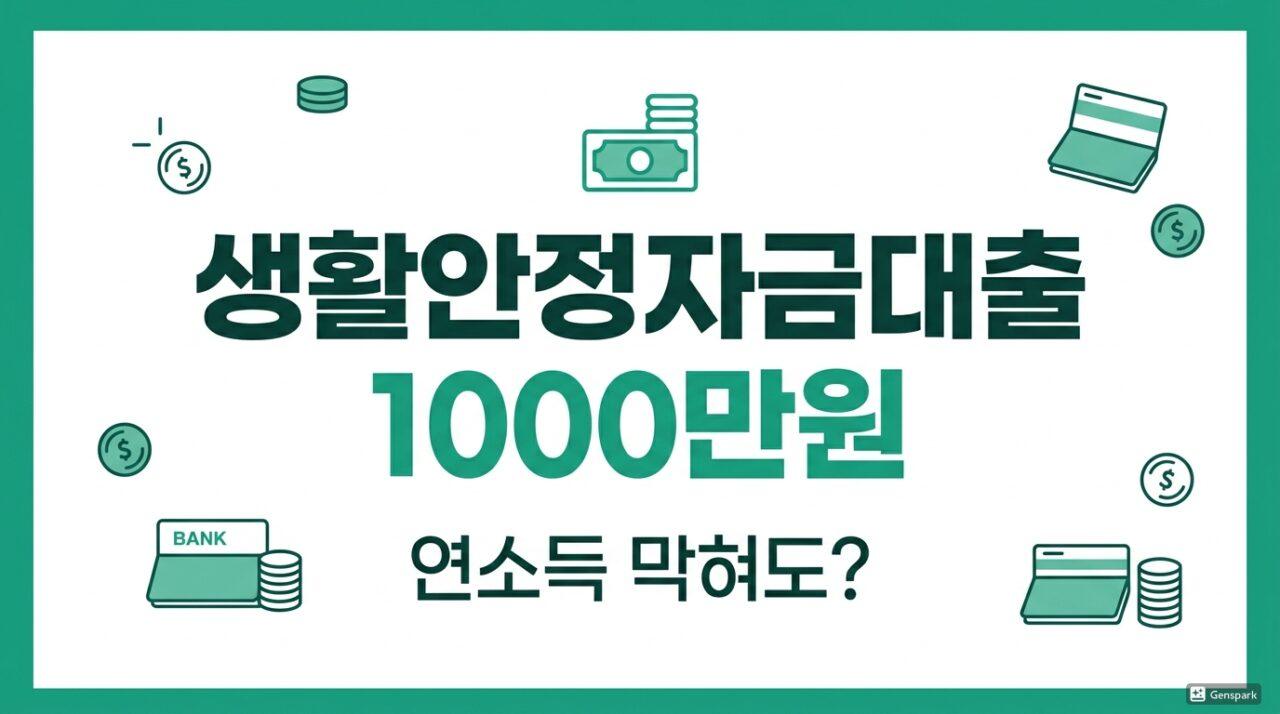 중저신용자 생활안정자금대출 1000만원, 연소득 막혀도 되는 조건 (2026)