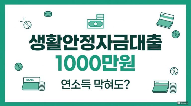 중저신용자 생활안정자금대출 1000만원 한도를 안내하는 대표 썸네일