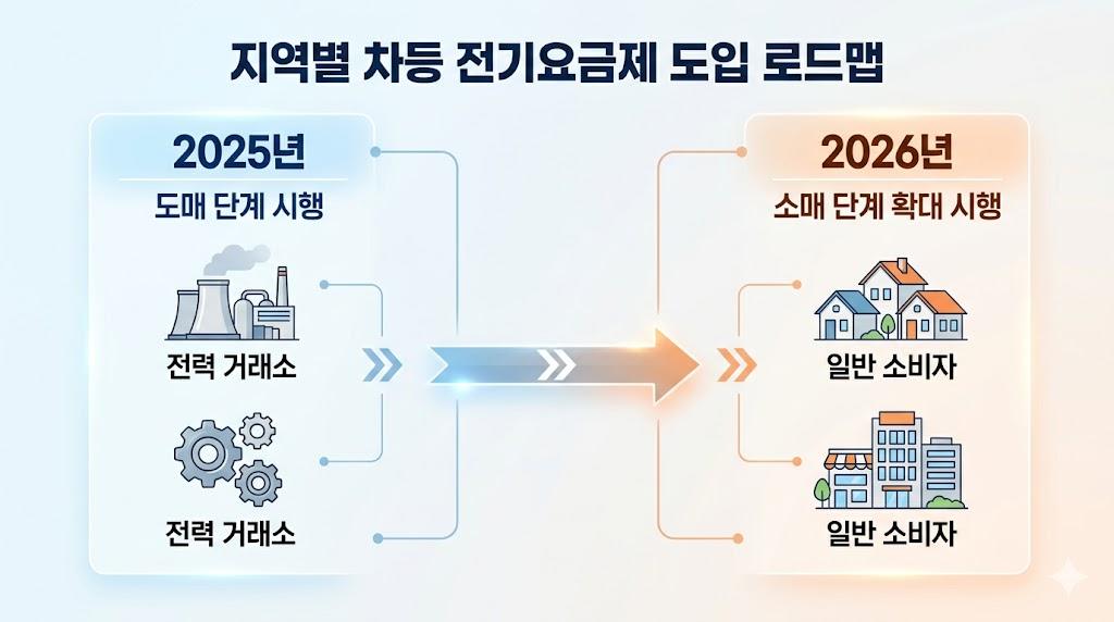 지역별 차등 전기요금제 도매 소매 단계별 시행 일정