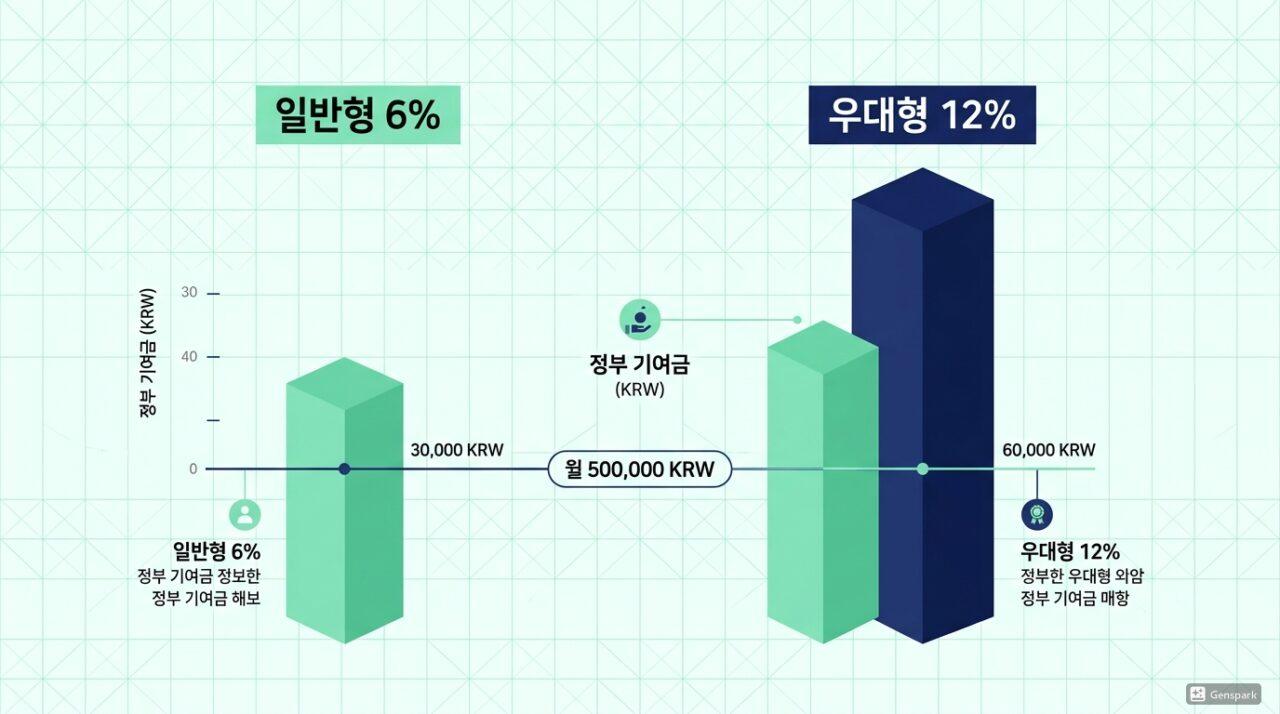 청년미래적금 일반형 우대형 정부기여금 6퍼센트 12퍼센트 비교