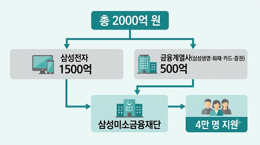 삼성 미소금융 2000억 출연 구조와 4만명 지원 흐름도