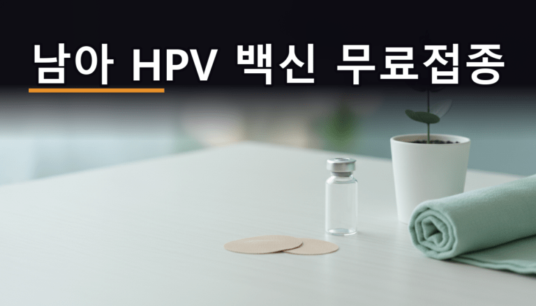 책상 위 백지 탁상달력과 반창고, 유리병으로 표현한 남아 HPV 백신 무료접종 일정